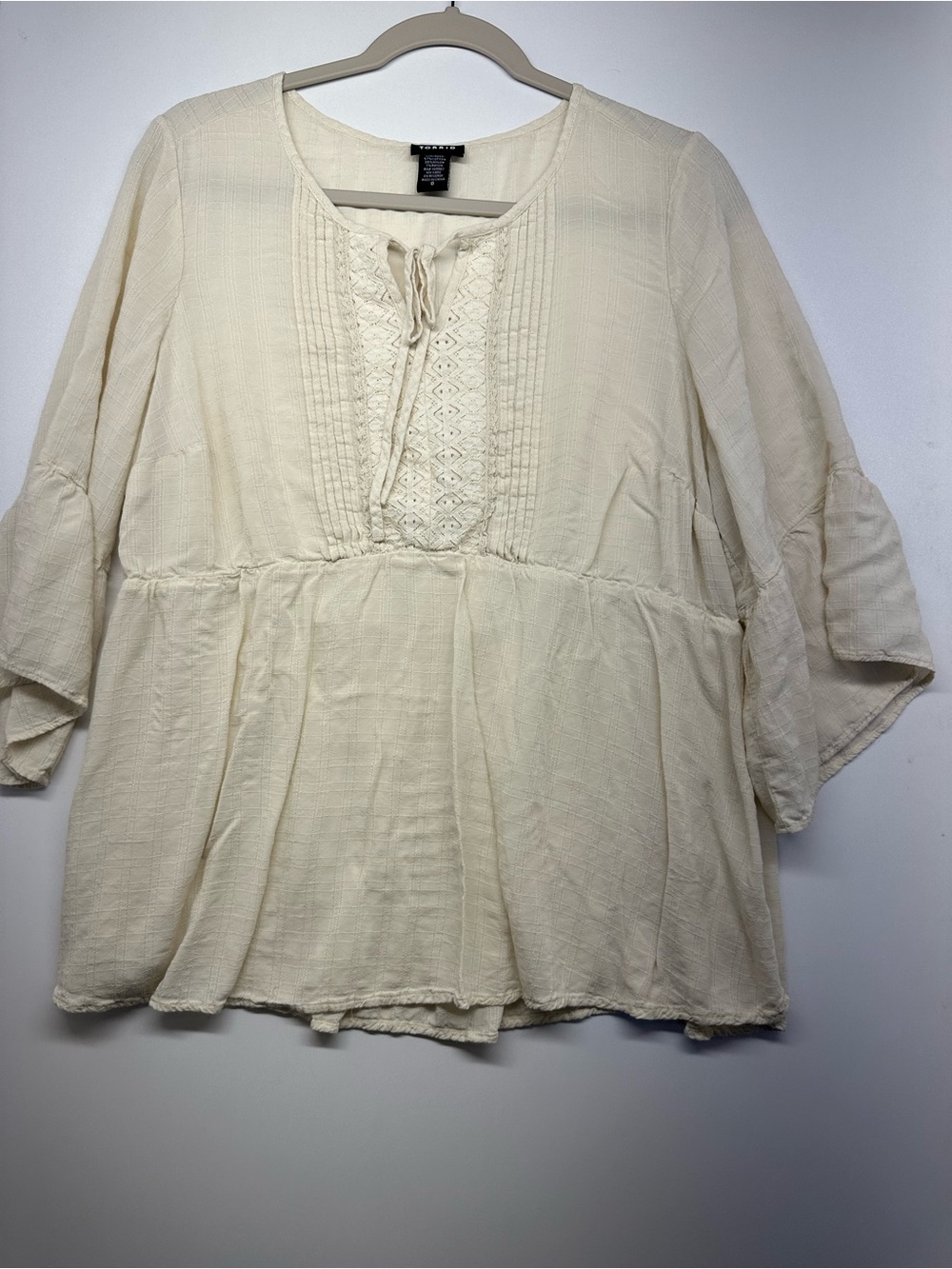 torrid Cream Lace-Trim Peasant Tunic